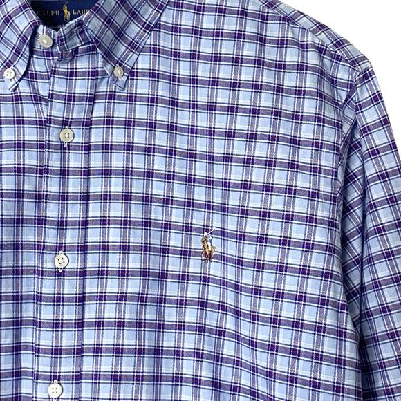 Ralph Lauren Mens Size XL Classic Fit Button Down Shirt Plaid Blue Multicolor - Picture 6 of 10